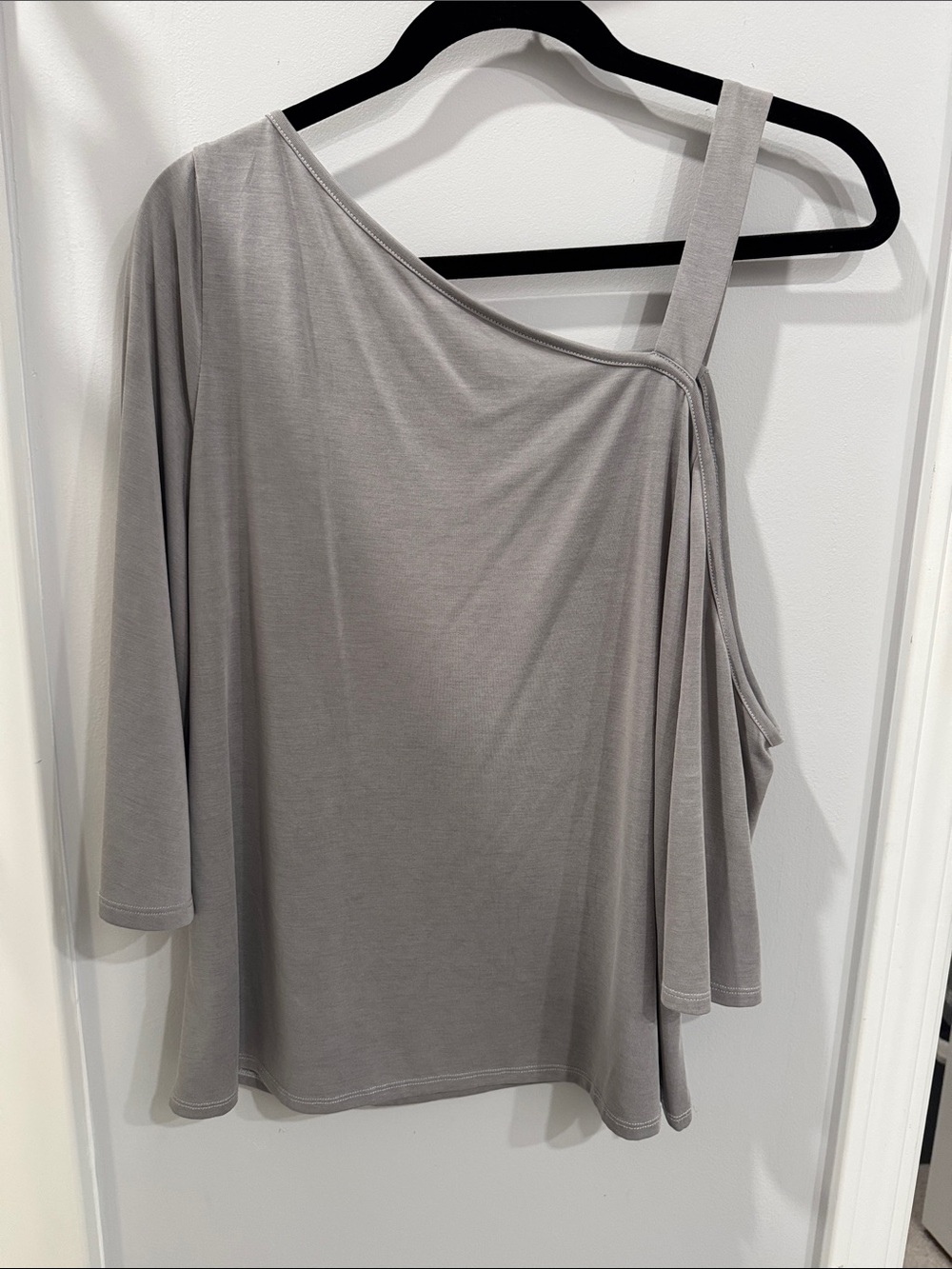 One-Shoulder Taupe Women's Top